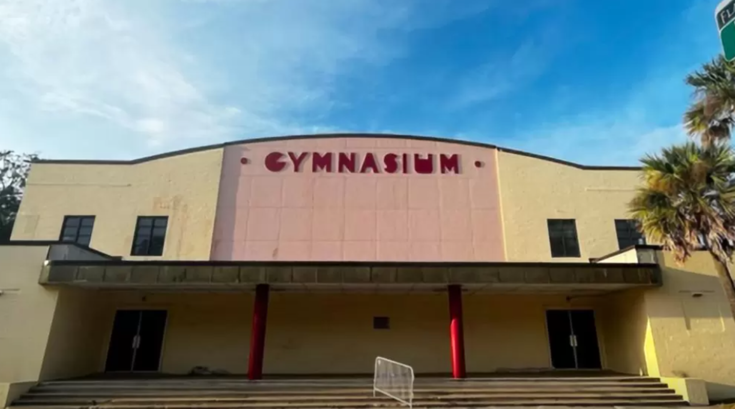 The exterior of Ketterlinus Gym Community Center shines under the bright sun.