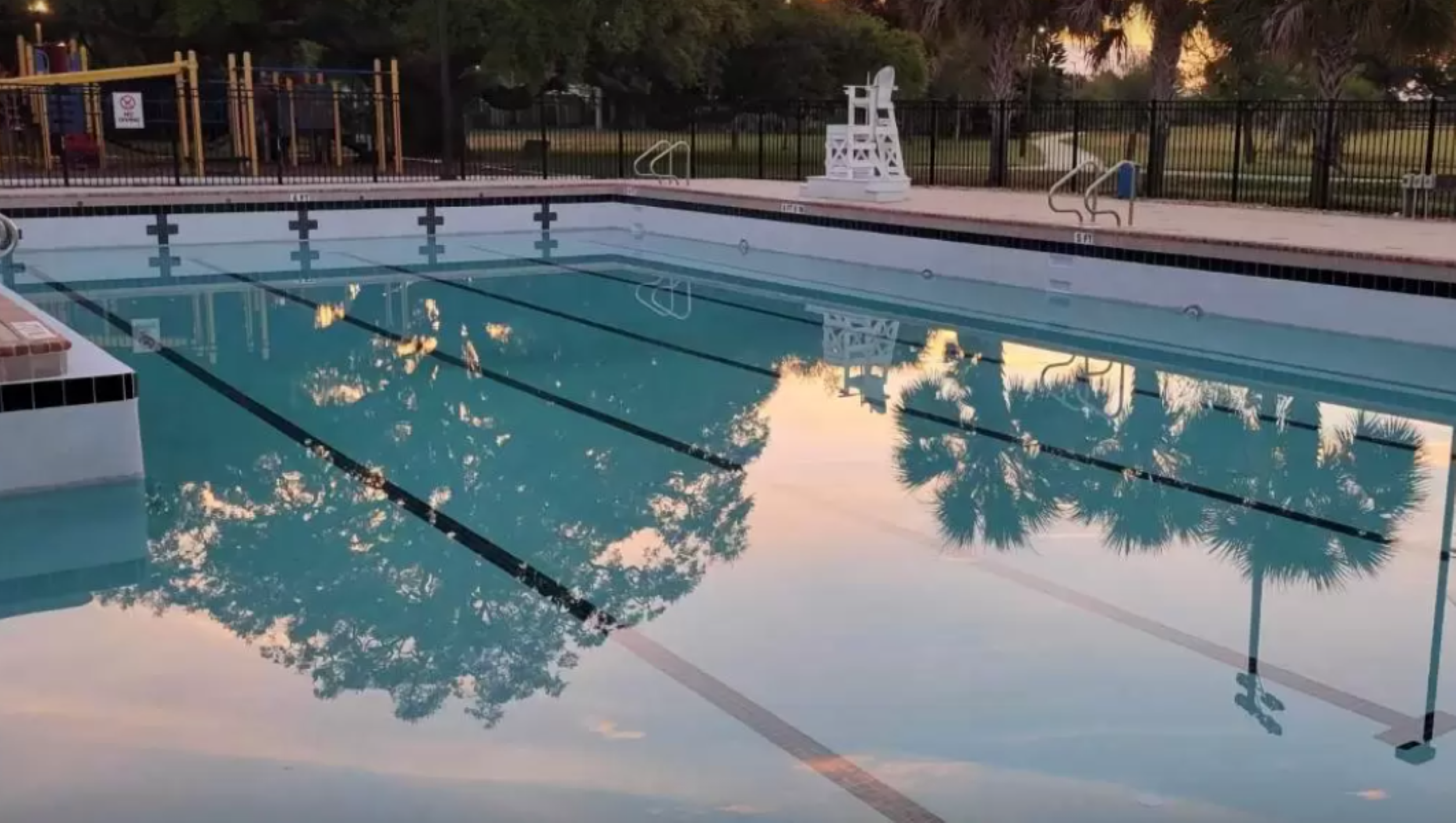 A quiet moment at the Willie Galimore Community Center reveals a sparkling, undisturbed pool.