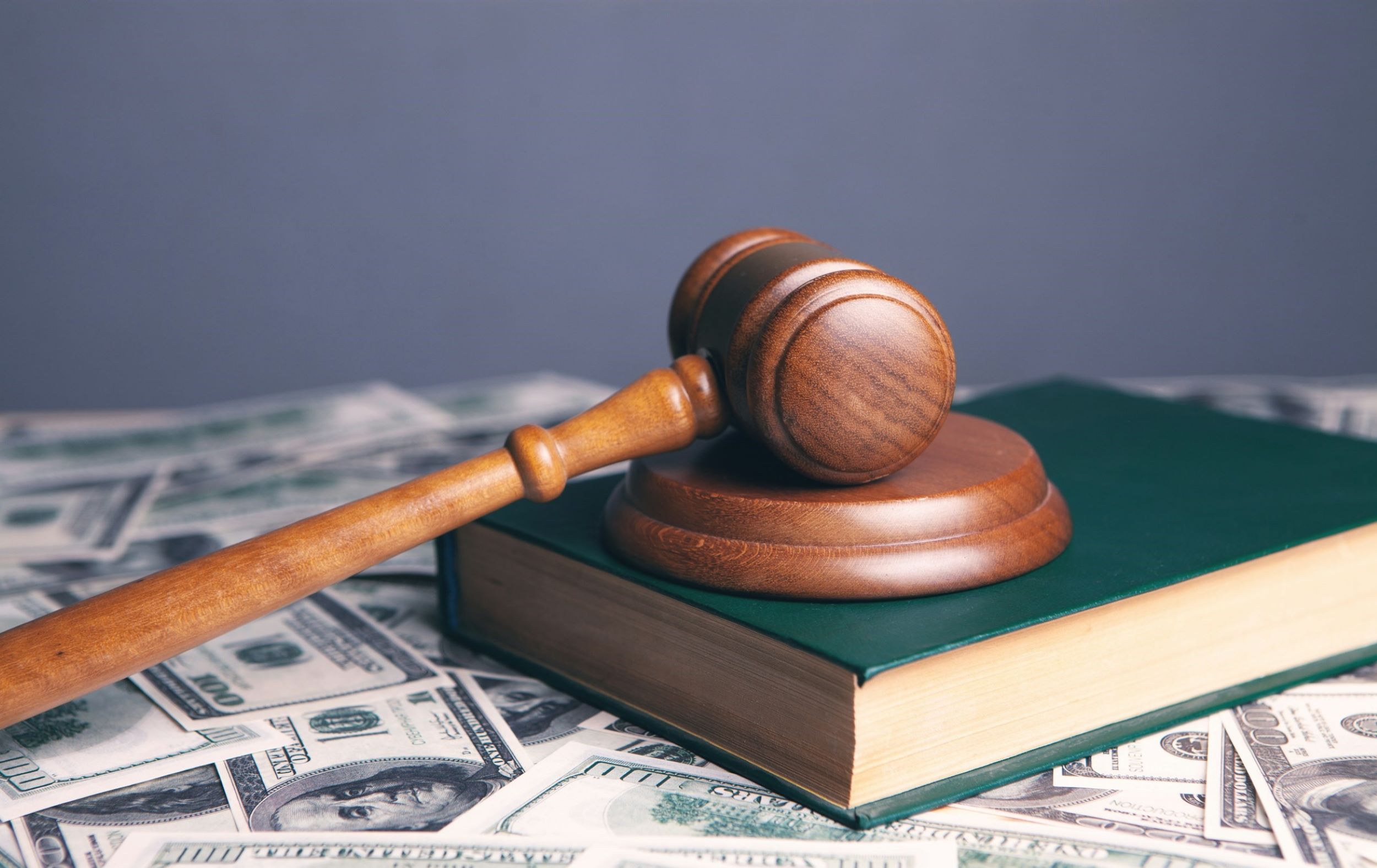 A judge's gavel rests on a lawbook.